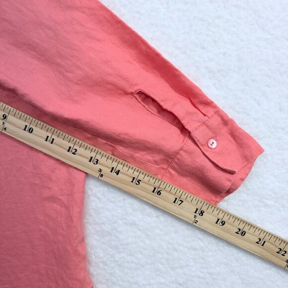 Sutton Studio 100% Linen Button Up Blouse Tunic Coastal Beachy Coral Womens XL - Picture 11 of 12